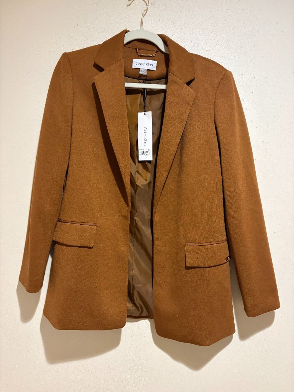 Calvin Klein Open Front Blazer Brown